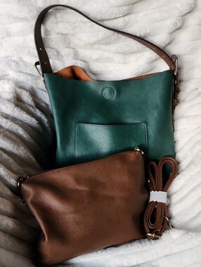 Joy Susan Hobo Bag - Green & Brown